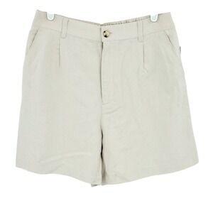 TIME AND TRU Womens Linen Blend Elastic Back Beige Shorts Small 4-6 Pleated NWOT